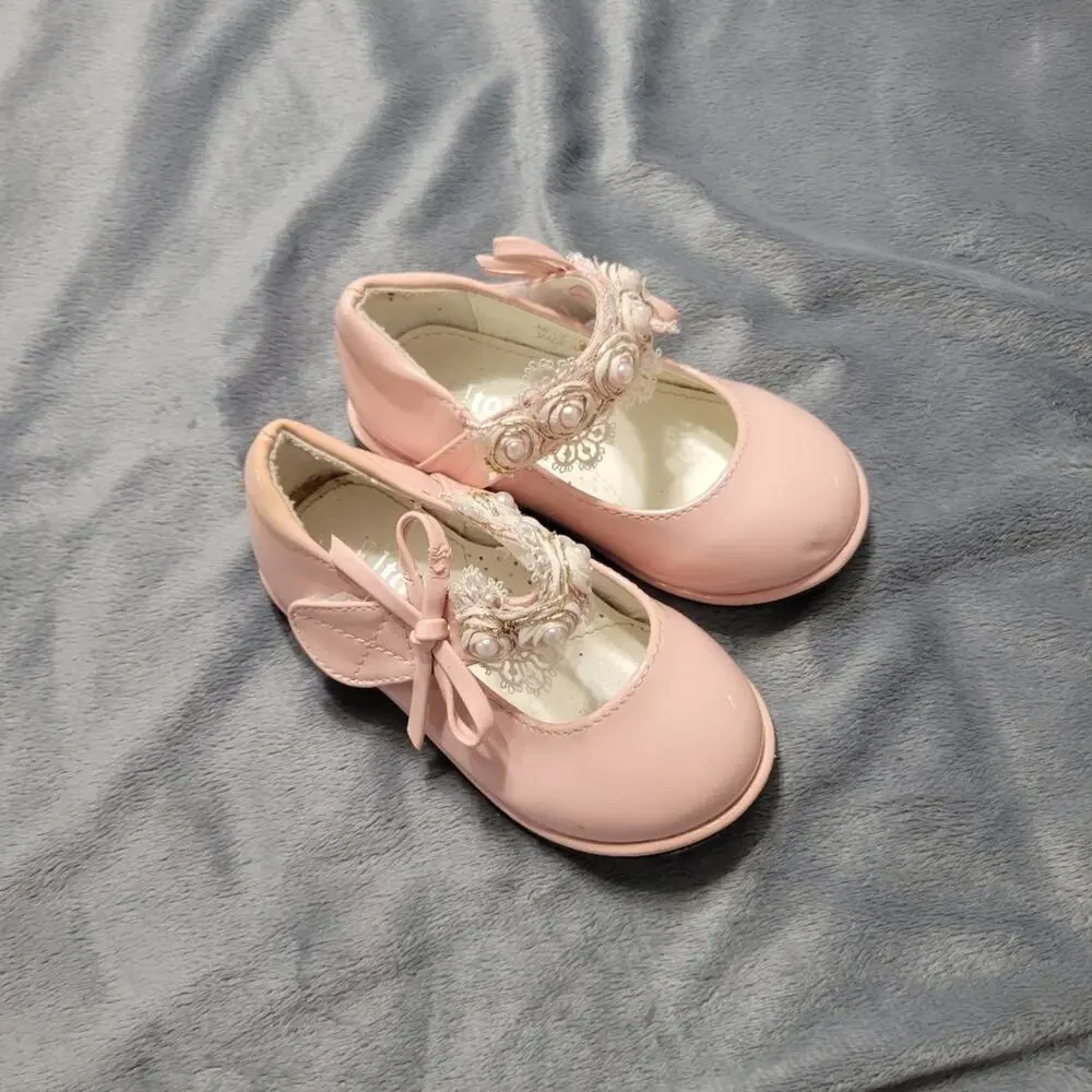 Utopia Shoes Little Girl 7 Pink Floral Strap Dress Up Flowers Loose Needs Repair